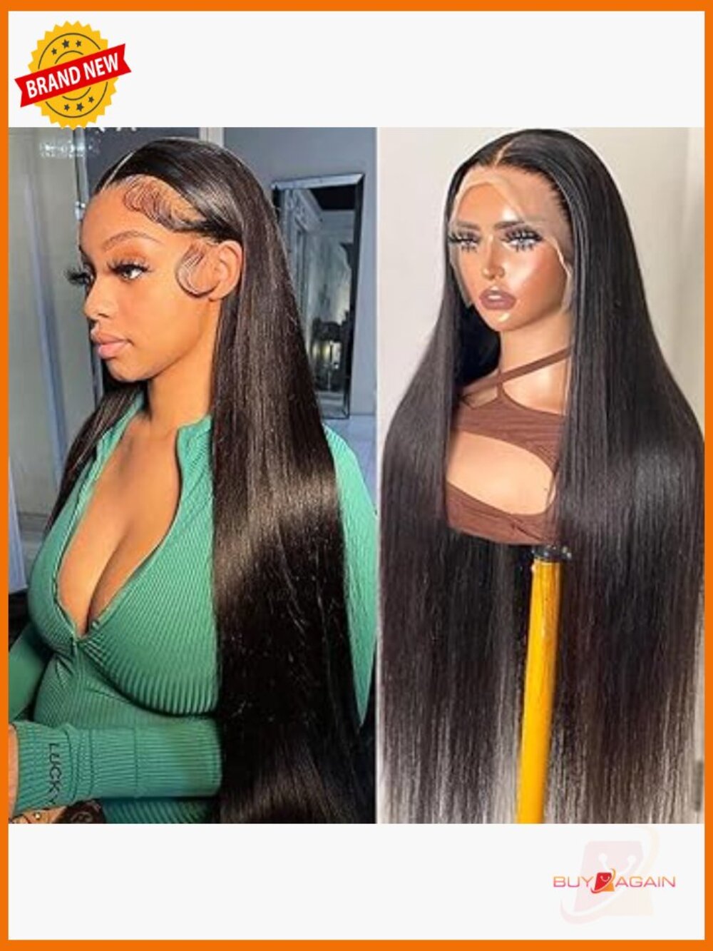 13x6 HD Lace Front Wig Human Hair 180 Density Pre Plucked Straight 24 Inch